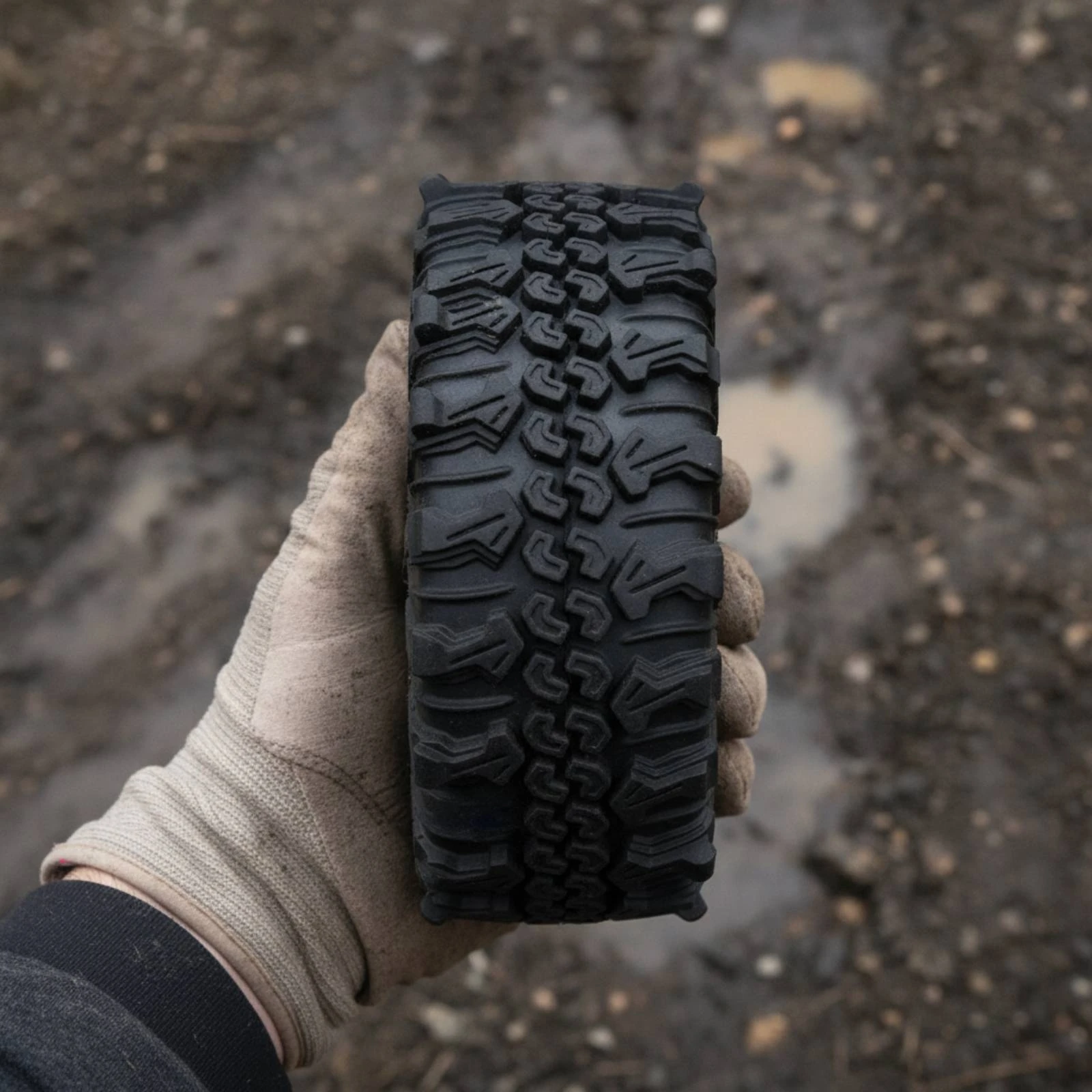 RC Crawler Tire with Sponge Insert Deep-Tread Pattern RC Model Vehicle Tire Sponge Foam Aggressive Wheel Foam Insert Sidewall