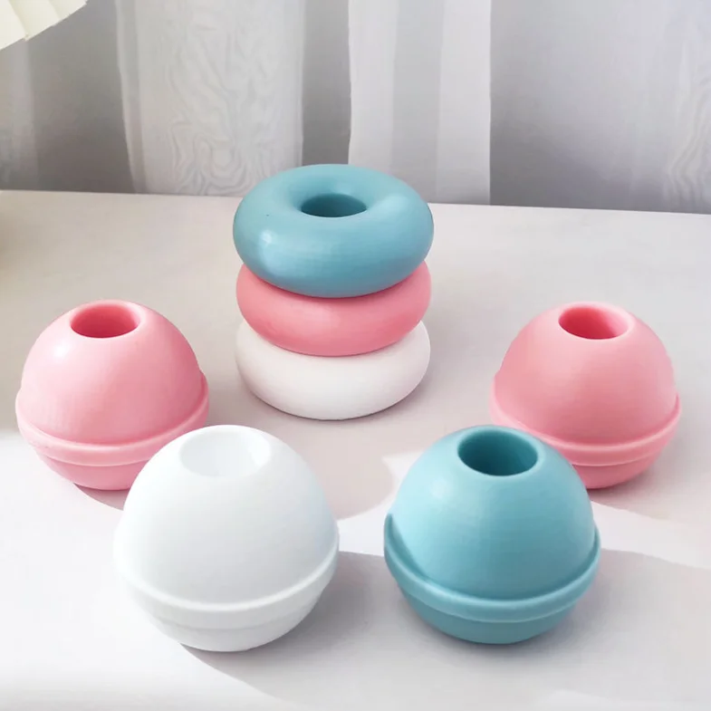 SZ683 Multi Doughnut Candlestick Silicone Mold DIY Ocarina Concrete Candle Holder Mould