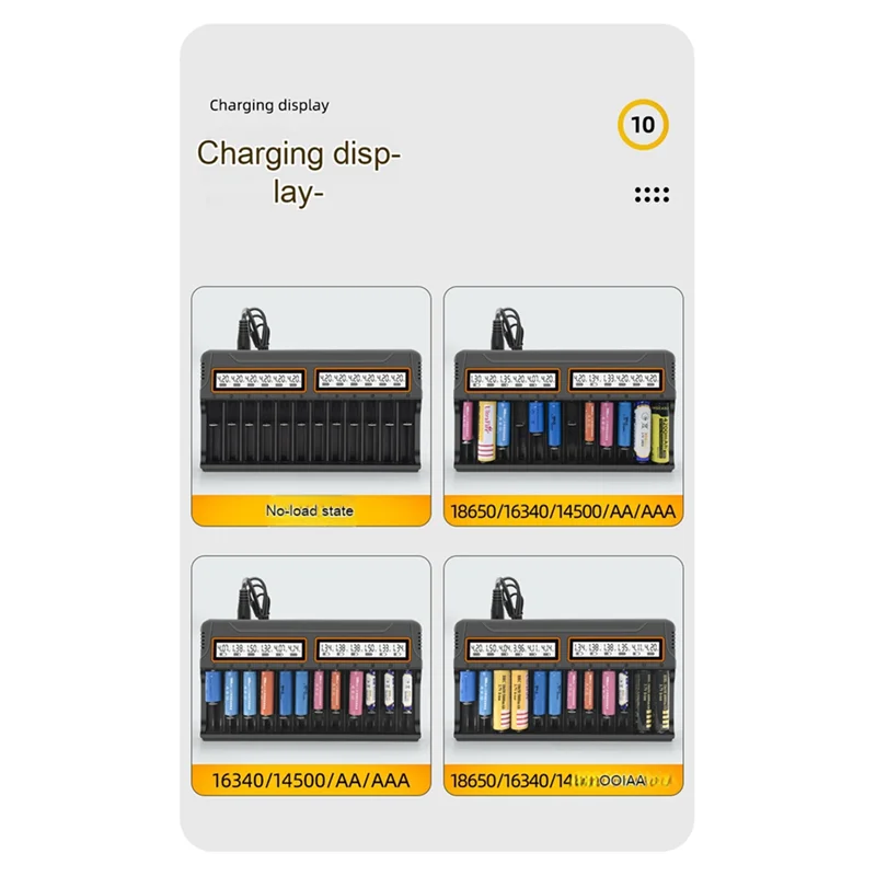 

LICE-18650 Charger 12 Slots Aa.Aaa Nickel Metal Hydride/Lithium Battery Smart Universal Charger With Display US-Plug