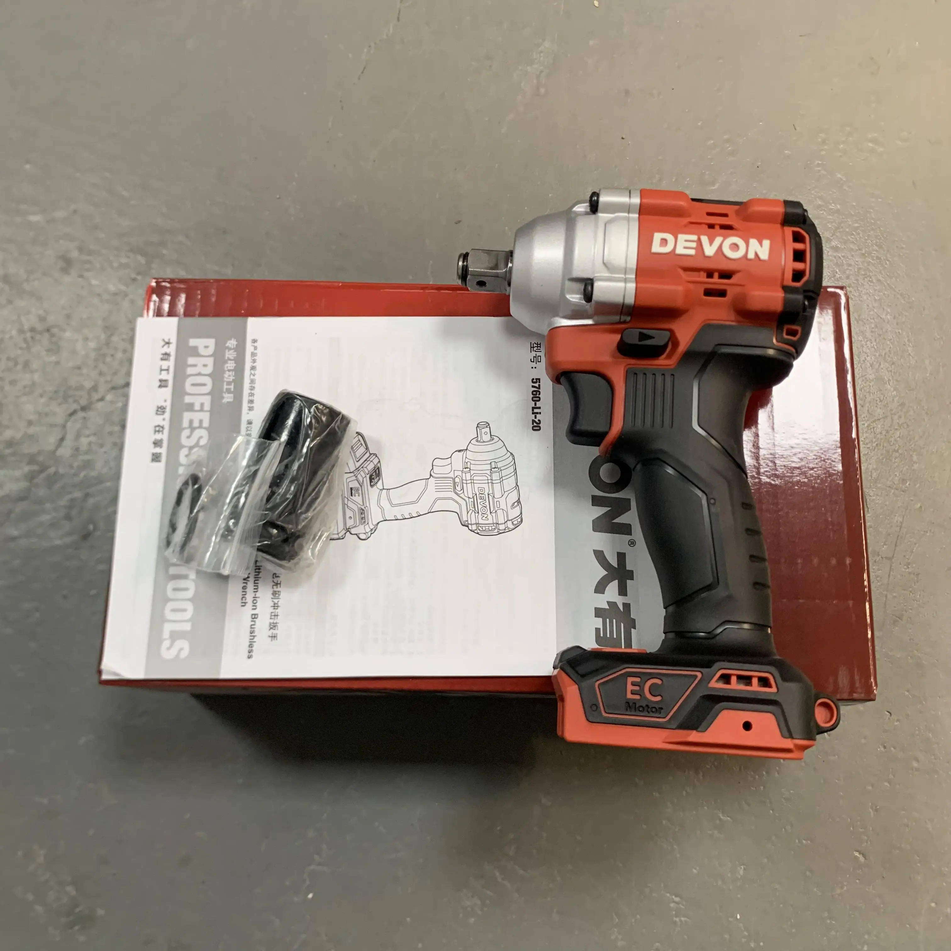 DEVON 5760-Li-20 electric wrench, lithium brushless impact wrench, auto repair tool, body only