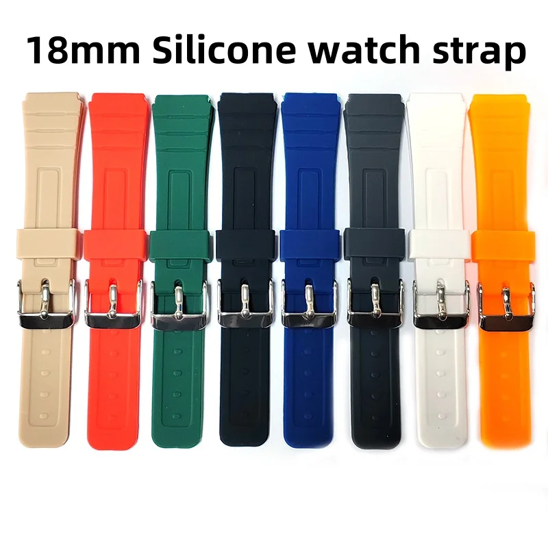 18mm Silicone watch strap Needle buckle bracelet Vintage small square watchband for digital watch A168/158/159/F91W