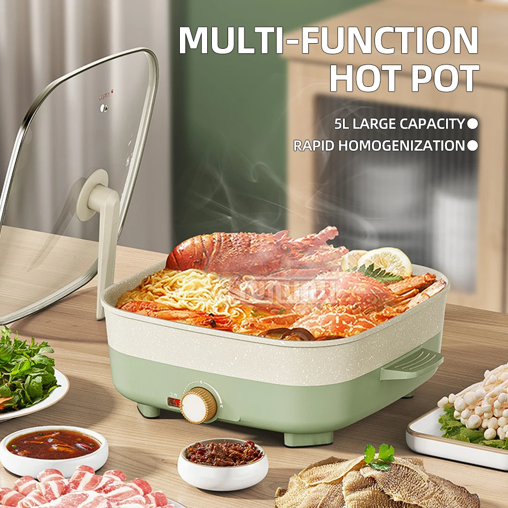 

5L Multi-function High Capacity Electric Cooking Pot 1600W Electric Hot Pot Frying Pan Cooking Pot