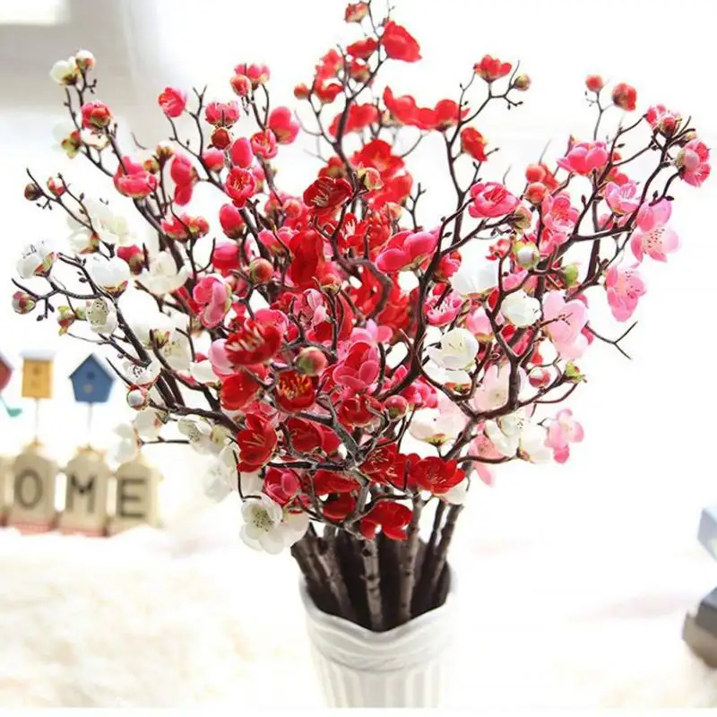 4pcs Artificial Flower Plum Blossom Branch Real Touch Flower for Table Wedding Bouquet Home Decor Christmas Wreaths Accessories