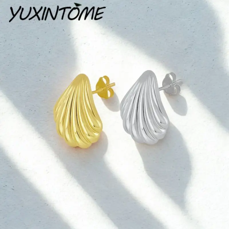

925 Sterling Silver Needle Temperament Versatile Niche Scallop Stud Earrings Women's Casual and Fashionable Party Jewelry Gift