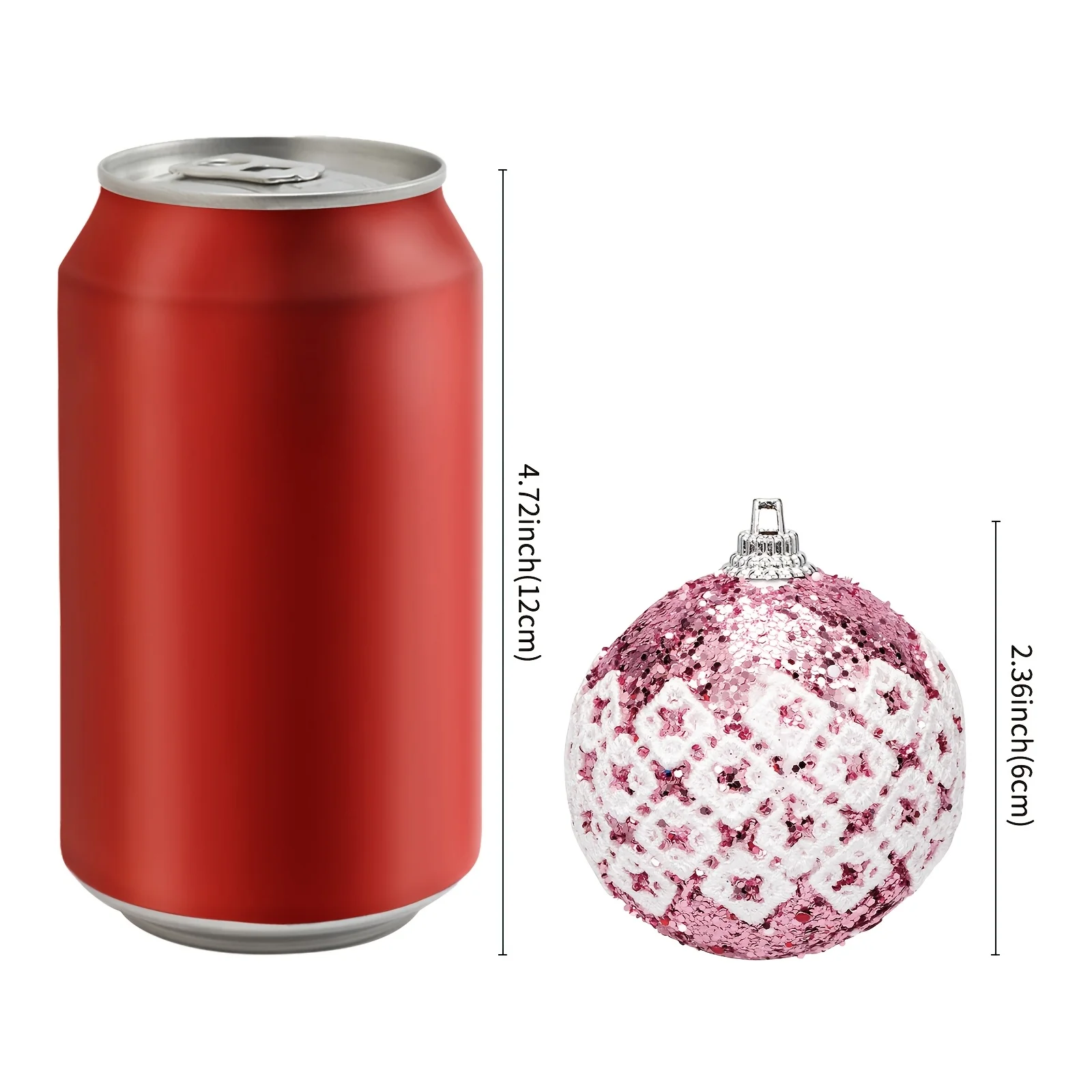 24-Piece Set of 2.36 Christmas Tree Ornaments, Shatter Resistant Glitter Embossed Colorful Balls 2-Pack for Holiday Wedding, and