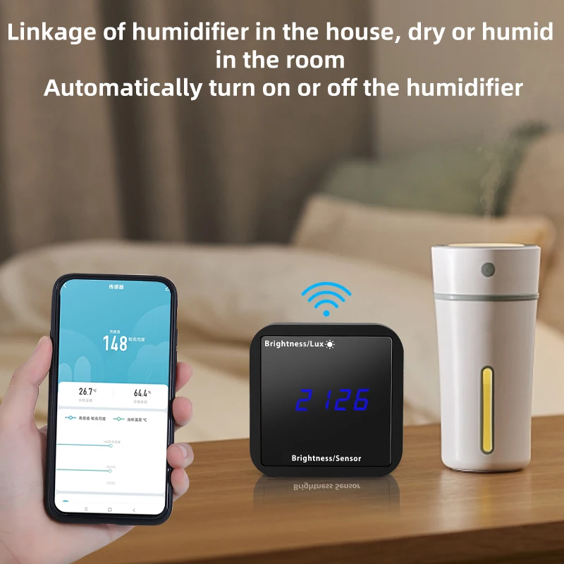 Imagem -05 - Wifi Tuya Sensor de Iluminação com Função de Temperatura e Umidade Casa Inteligente Ligação Luz Solar Sensor Brilho Detector