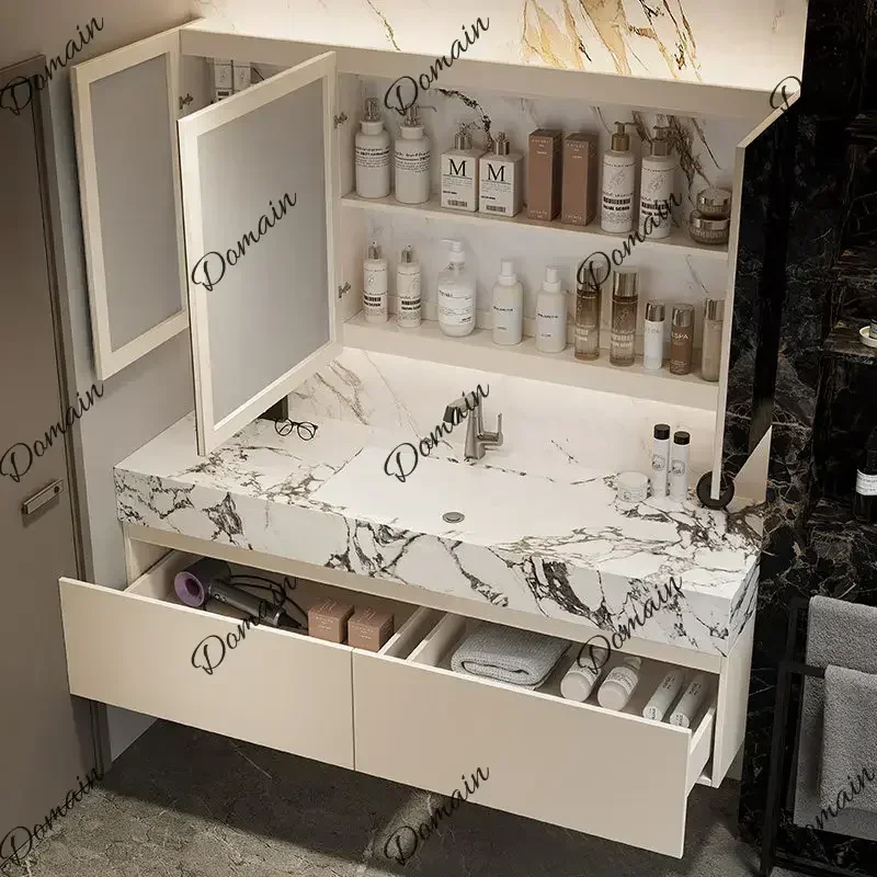 6XY Bulgari Sintered Stone Double Basin Bathroom Vanity Set With Integrated Sink And Washbasin Unit - Cabinet For Bathroom