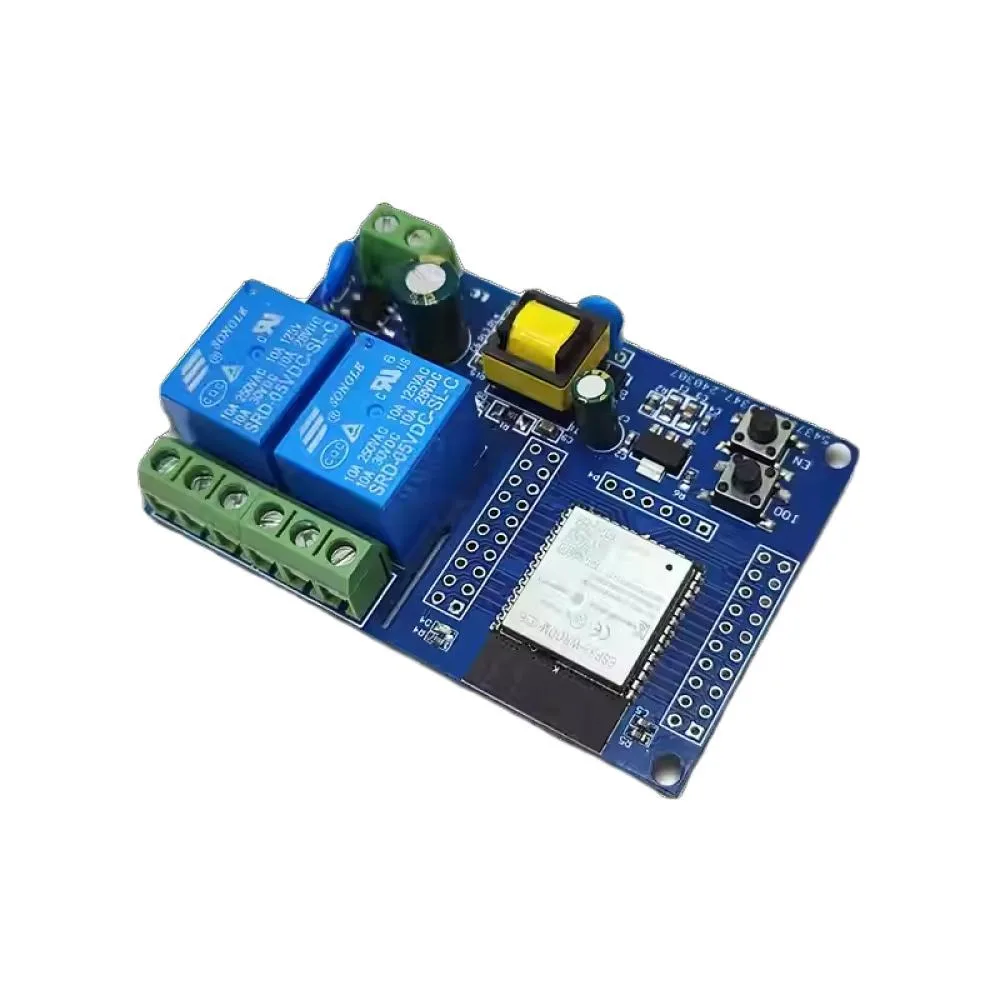 ESP32 BLE Dual Channel Relay Module AC90-250V Wi-Fi ESP32-WROOM-32E Secondary Development Board with Indicator Light