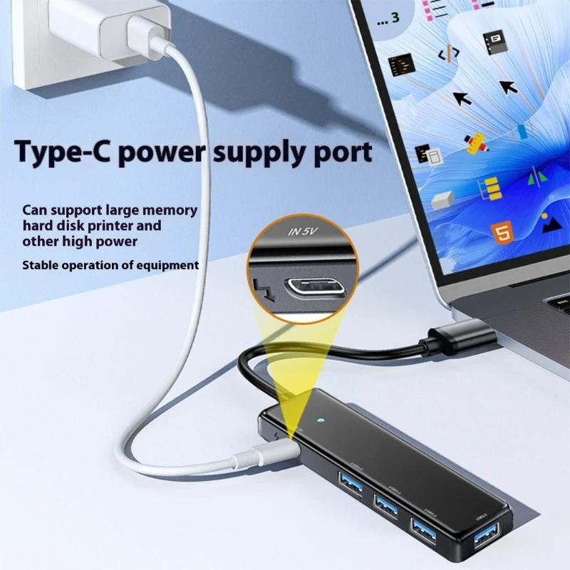 Adaptador USB 4 Porta Expander Splitter para Laptop Flash Drive