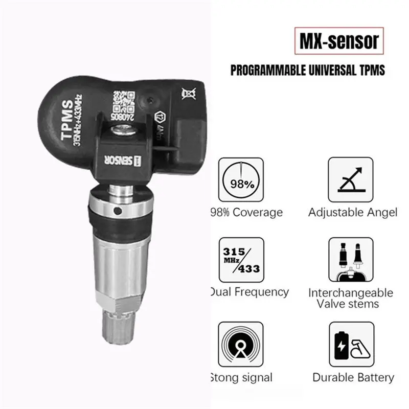 Reliable 8Pcs TPMS Tire Pressure Sensor For Autel Tool TS408 TS508 ITS600 315MHZ & 433Mhz 2 In 1 Programmable MX Sensor Monitor