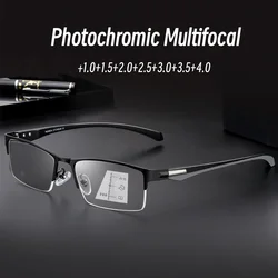 Fashion TR90 Frame Photochromic Multifocal Reading Glasses Retro Bifocal Progressive Presbyopia Transparent Far Sight Eyewear