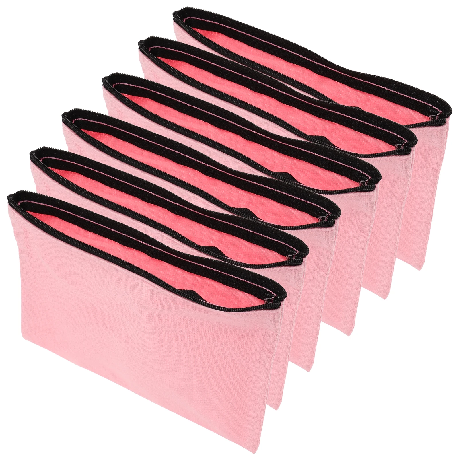 6 個ピンクキャンバス化粧バッグセットジッパーポーチ化粧品整理用文具工芸品旅行収納トートペンケース