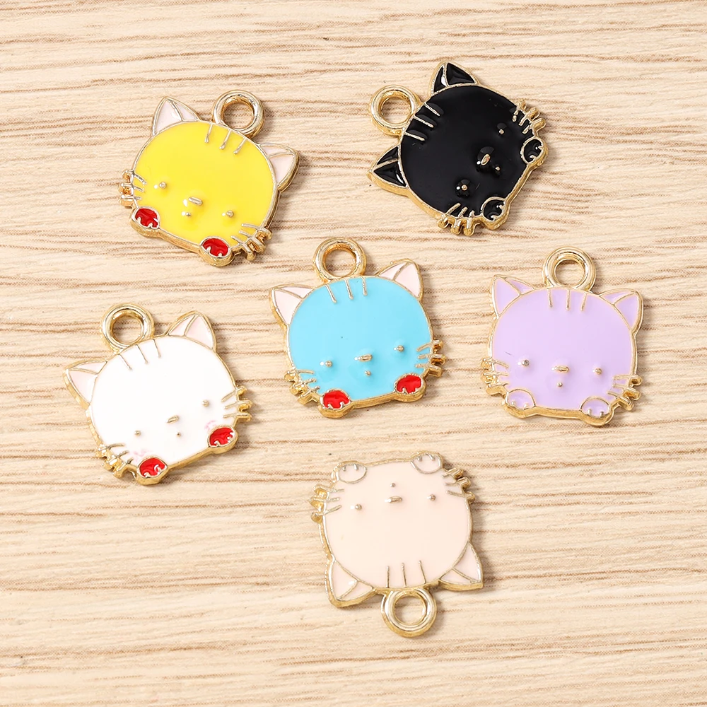 Tusember 20 Stück 14*15mm Niedliche Katzen-Anhänger Emaille Tier-Katzen-Charms für Ohrringe, Armbänder, Halsketten, Anhänger, Schmuckherstellung – Detail 4