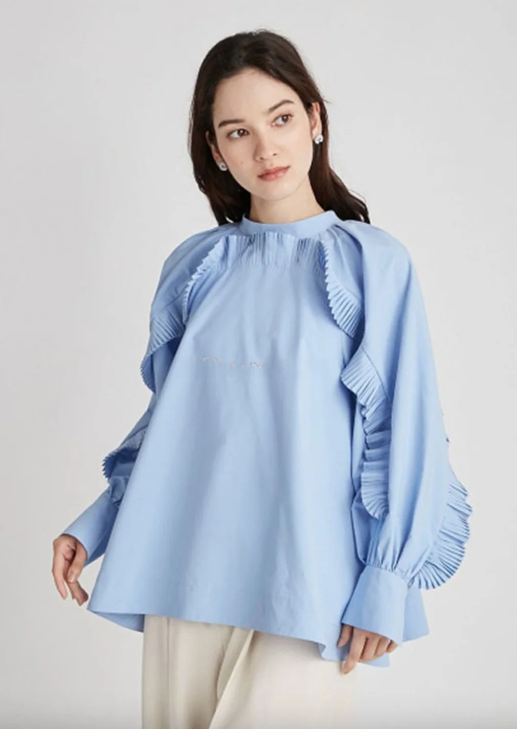 

Casual Long Sleeve Shirt Pleated Knot Pure round Ce1f0rd Women's Sweet Style Japanese Pattern round Neckline Hollan...