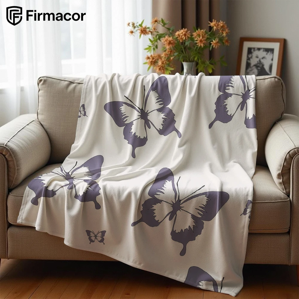 Purple Butterfly Ultra Soft Sherpa Fleece Blanket Fluffy Warm Halloween Cozy Throw for Sofa Couch Bedroom Gift All season