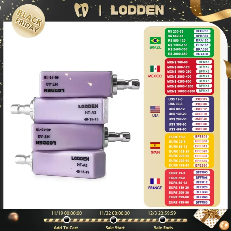 

LODDEN Deatal Metarial B40 40-15-15 Lithium Disilicate Blocks LT/HT/MT Dental Lab Glass Ceramic for CAD CAM Block 4 Pieces