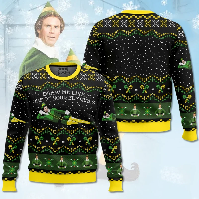 Buddy Hobbs Elf Ugly Christmas Sweater Funny Holiday Party Pullover Warm Cozy Plus Size Sweater for Men Women Xmas Gift 2026