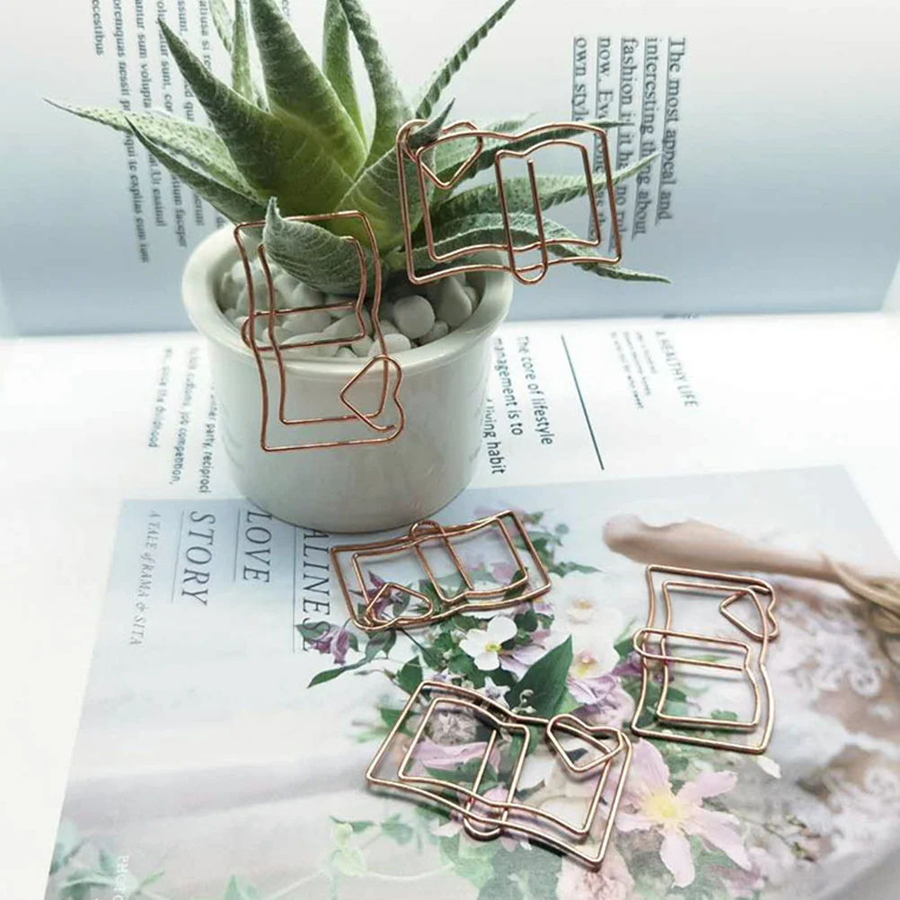 

20Pcs Stylish Book Design Bookmark Clips Robust Steel Paper Clips for Files Memos Tickets Office Home Organization Tools