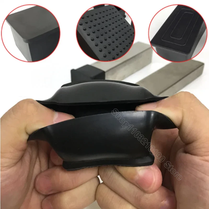 Black Square Rectangle PVC Chair Leg Cap Furniture Table Feet Blanking End Cover Tip Non-slip Floor Protector Pad Width 10-100mm