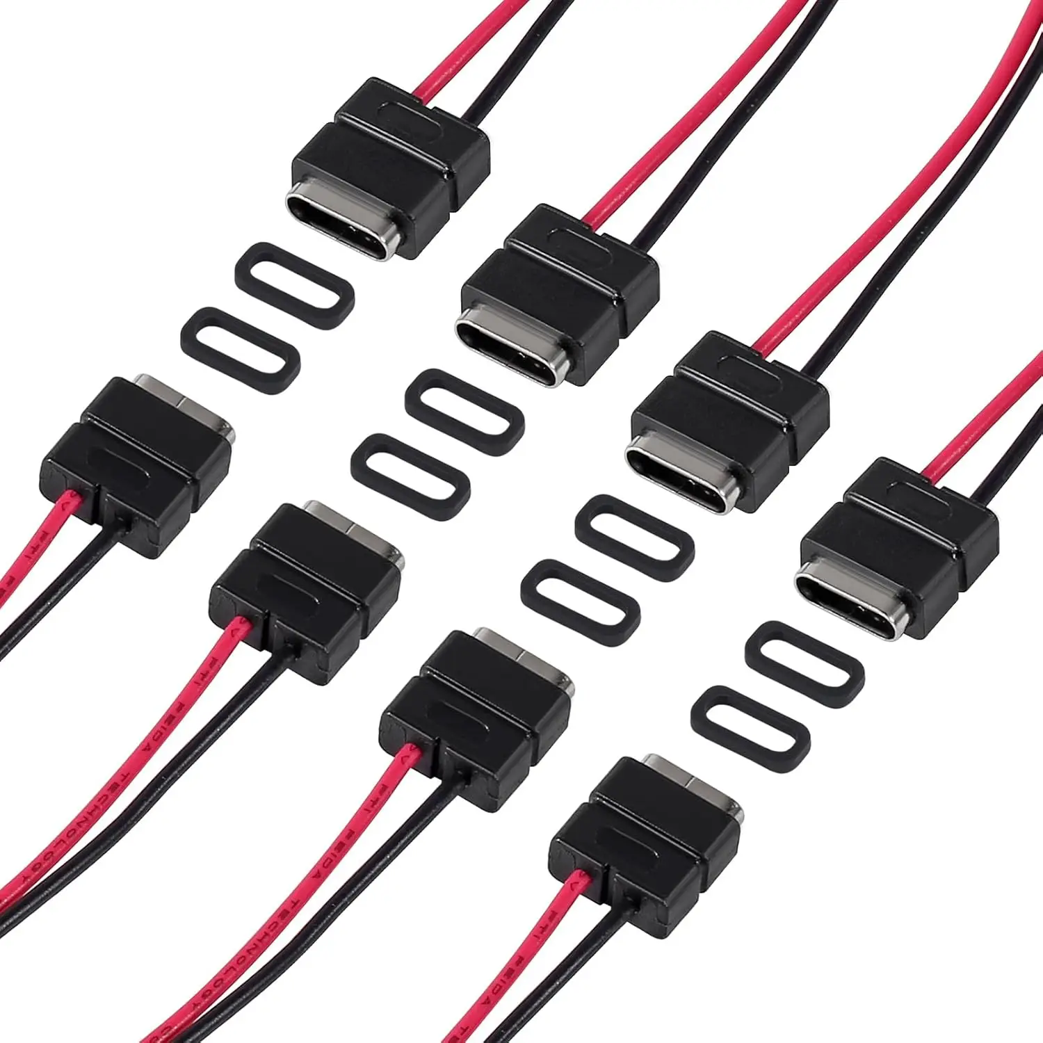 8pcs USB Connector Type-C Female Chassis 2 Pin for DIY, 2.5A 5V Waterproof Grade IP67 Female Chassis 2P Solder Wire Type USB C