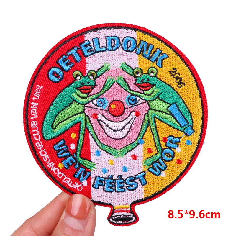 Nederland Oeteldonk Embleem Patch Iron On Patches Borduurwerk Patch Voor Kleding Diy Kikker Patches Nederland Carnaval Naaien Badge