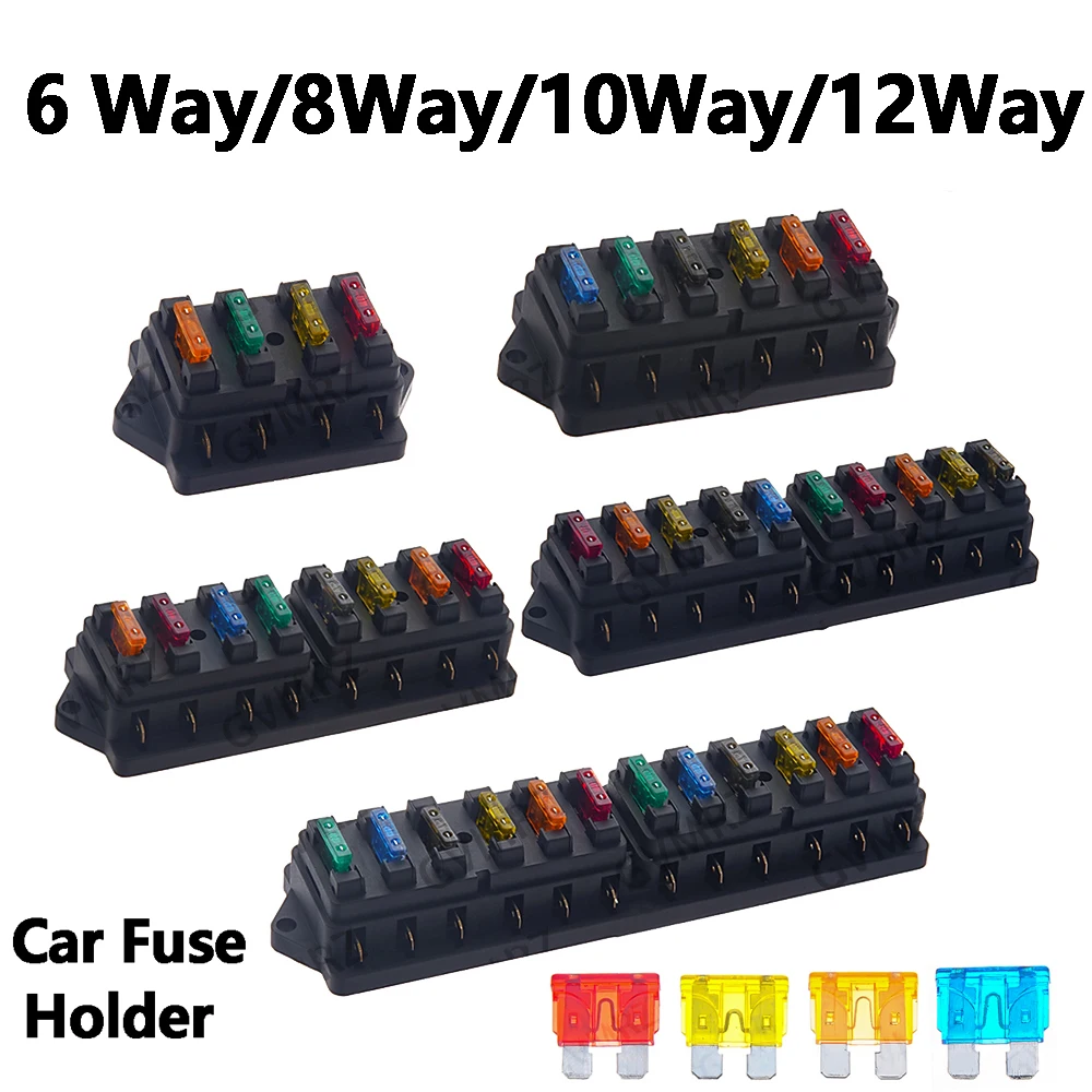 4/6/8/12 12V  Way Car Fuse Holder Car Fuse Box Car Truck Auto Blade Fuse Box with 4/6/8 Fuses for 12V 24V ATO Standard Circuit