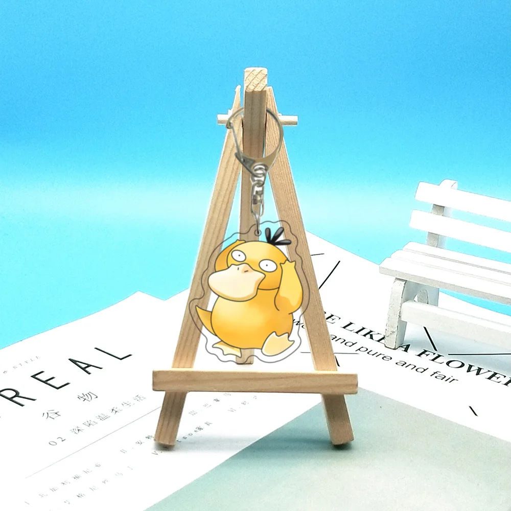 Cute Pokémon Pikachu Psyduck Anime Peripheral Acrylic Figure Display Keychain Charm Accessories Key Ring Friends Girl Gift view 5