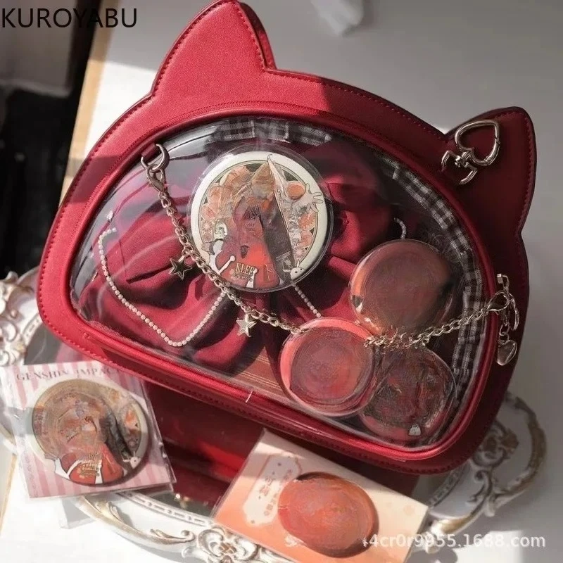 Милая японская сумка Y2K, новинка 2025, женская сумка, униформа с кошачьими ушками, Itabag на одно плечо, готическая модная сумка в стиле Харадзюку, прозрачные сумки из искусственной кожи Милая японская сумка Y2K, новинка 2025, женская сумка, униформа с кошачьими ушками, Itabag на одно плечо, готическая модная сумка в стиле Харадзюку, прозрачные сумки из искусственной кожи