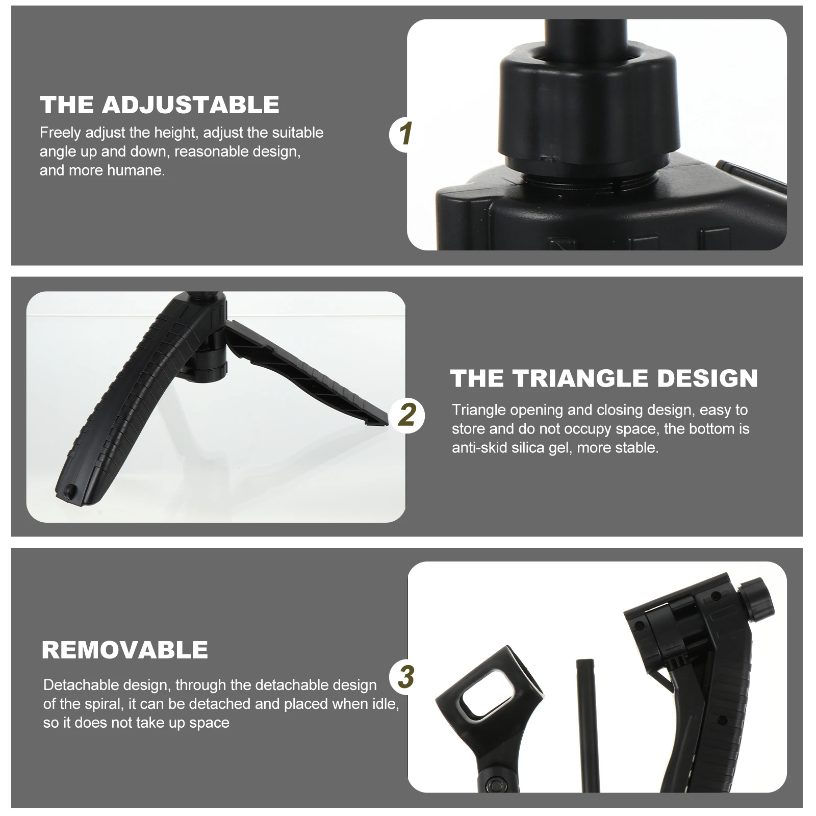 

Desktop Microphone Stand Adjustable Height Telescopic Table Microphone Holder Non-Slip Silicone Base Detachable for Streaming