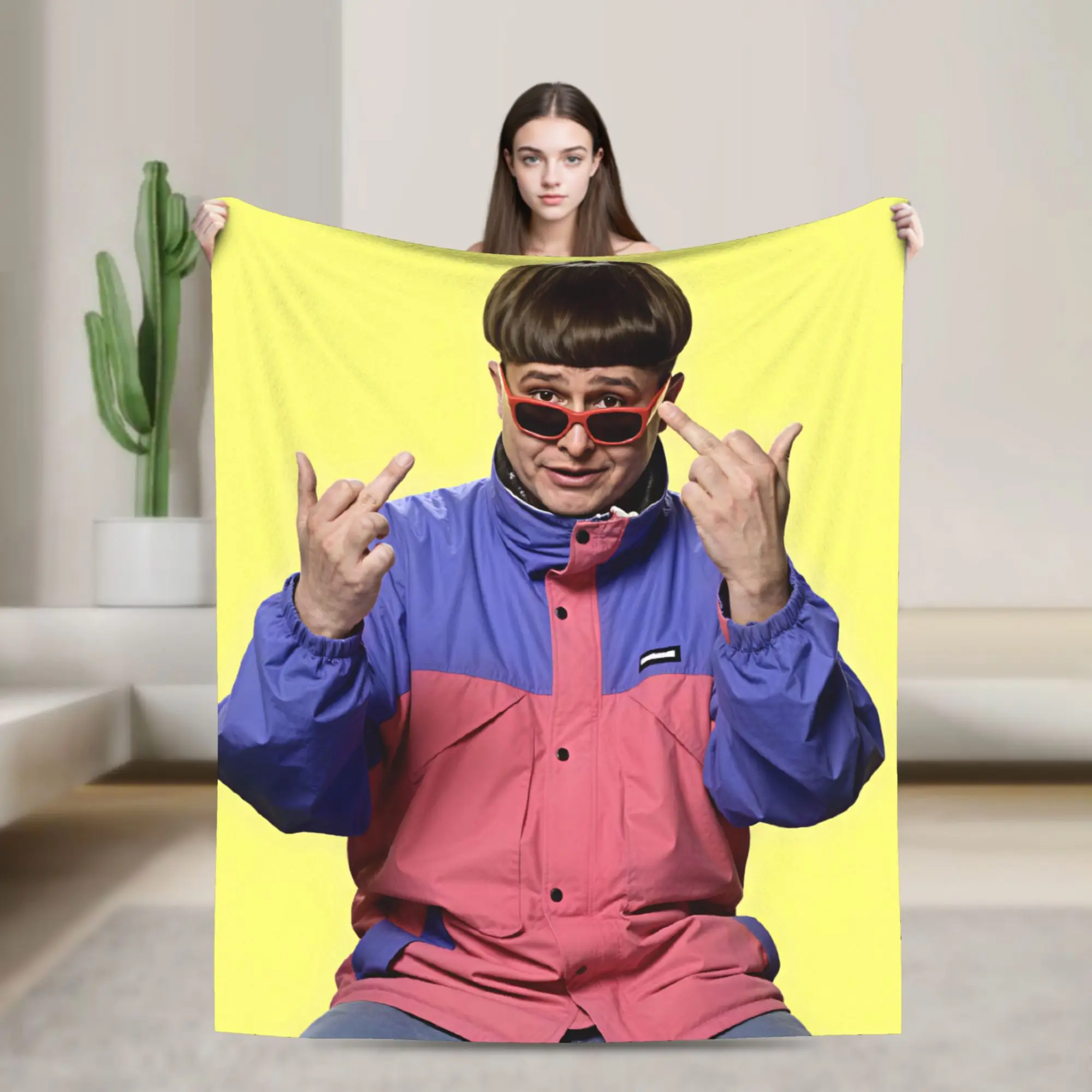 Cozy Throw Blanket Travel Oliver Tree Double Middle Finger Meme Blanket  Flannel Bedspread For Home Decor Print Sofa Bed Cover