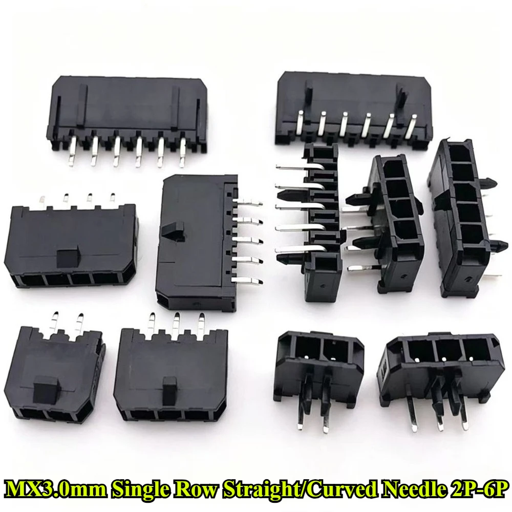 30/50Pcs MX3.0mm 5557 3.0mm Pitch Micro-Fit Connector Single Row Straight Needle Curved Needle 2P/3P/4P/5P/6P Pin Header Socket