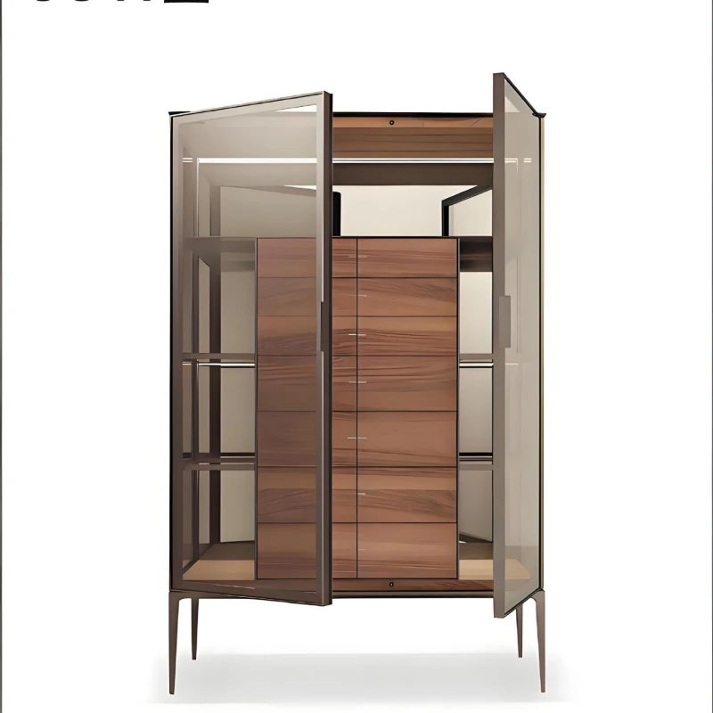 Large flat-floor living room minimalist eight-draw decorative wine cabinet