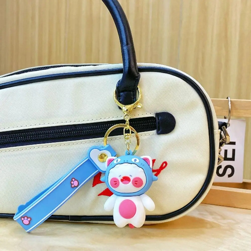 Small Toy Cute Shark Cat Keychain Creative Cartoon Car Keyrings Portable Exquisite Meow Doll Pendant Key Ring Bag Accessories