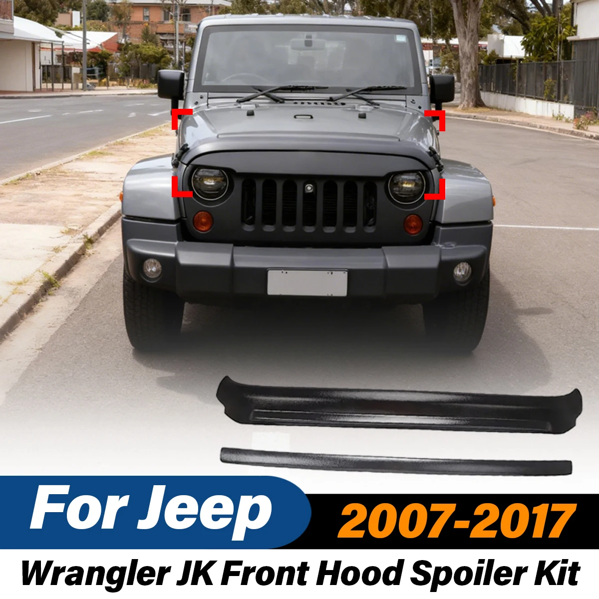 

Для Jeep Wrangler JK 2007 2008 2009 2010 2011 2012 2013 2014 2015 2016 2017 автомобильный передний спойлер на капот, спойлер, комплект модификации кузова