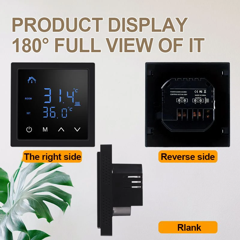 LED Touch Screen Thermostat 16A Temperature Controller Electric Floor Heating System 85-265V Electric Heating Control for Home