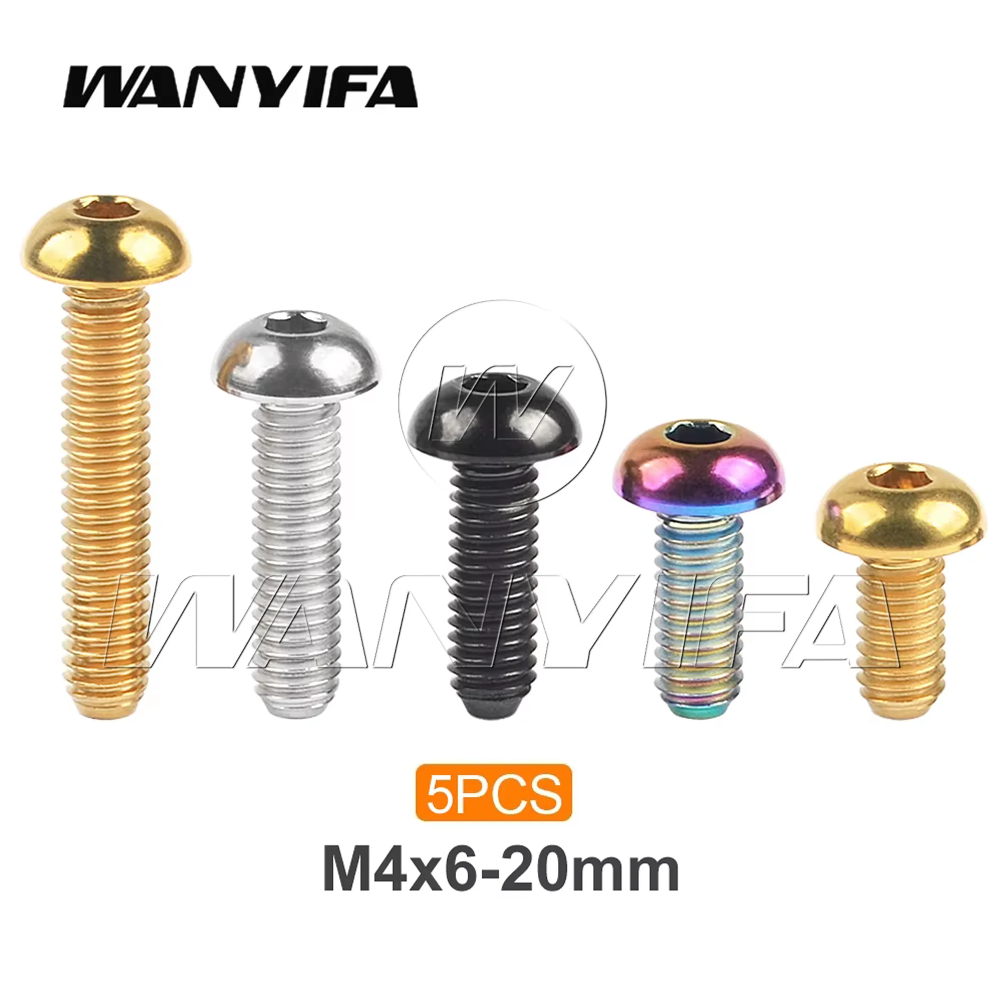 Wanyifa Titanium Bolts M4 x 6 8 10 12 15 20mm Button Allen Key Half Round Head Screws for Bicycle