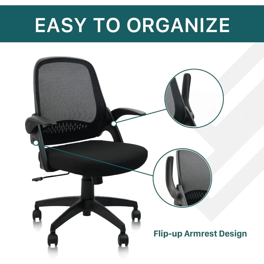 XMSJ-Office Chair Set com Apoio Lombar e Flip Armrestes, Computer Task Chairs, Cadeira Executiva Giratória, Conjunto de 4