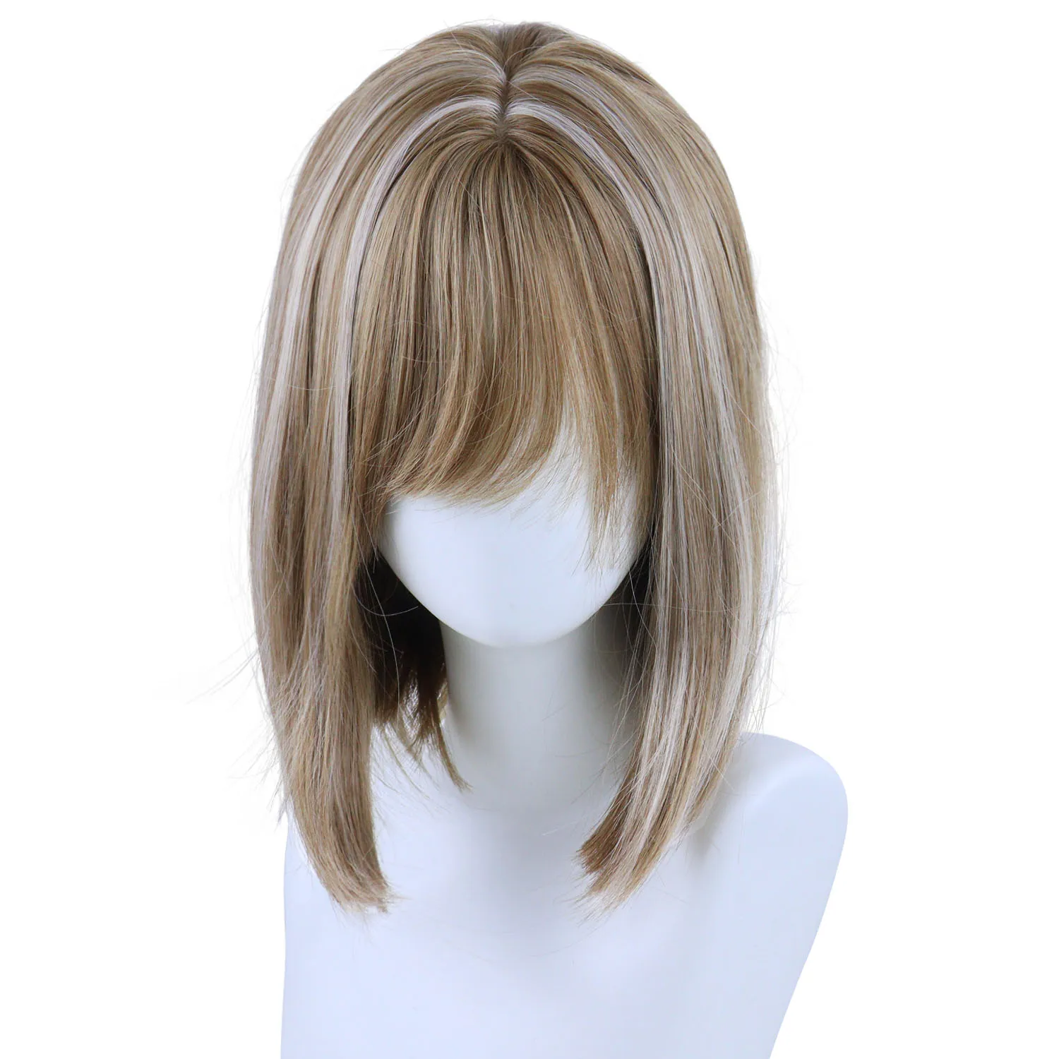 باروكة بنية قصيرة مع غرة، باروكات صناعية مستقيمة للنساء، ناعمة وسهلة الارتداء، شعر مستعار للفتيات للحفلات التنكرية اليومية للهالوين