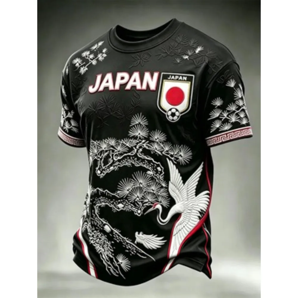 Unisex Japan Soccer Jersey Navy Emboss Torii Gate Wave Prints Nippon Text Sakura Shield Cuffs 2026 Crest Fan Football Shirt
