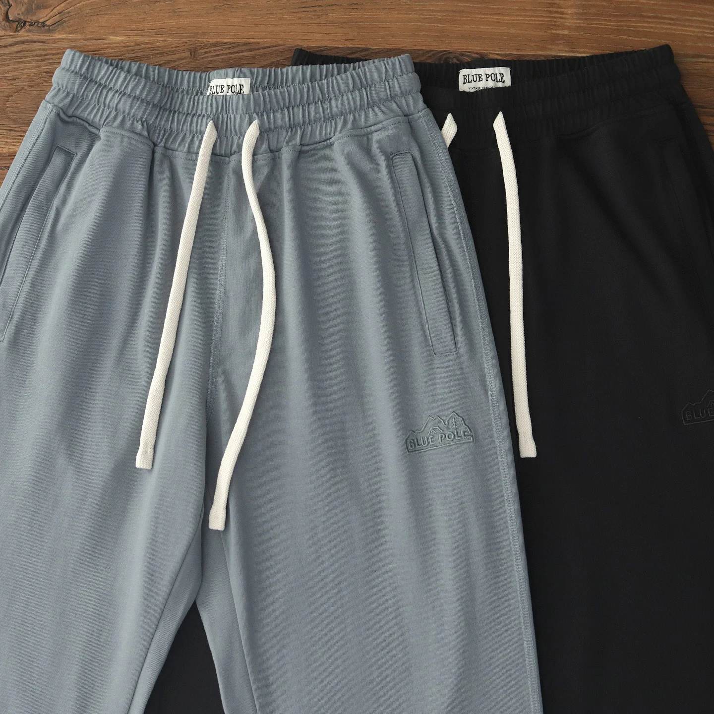 

2025 Summer New American Retro Knitted Letter Embroidery Sweatpants Men's 100% Cotton Drawstring Casual Sports Ankle-tied Pants