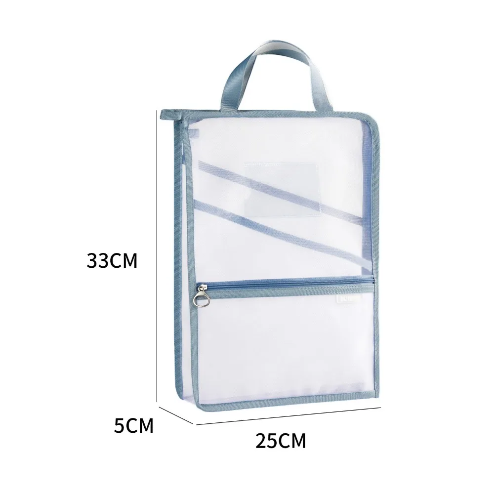 PVC Mesh Zipper Pouch Bag Multifunctional Large Capacity Document Bag Portable Transparent Data Storage Bag