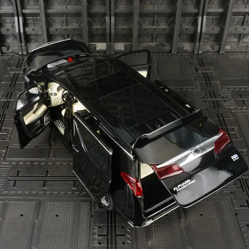 1:18 vehículo comercial grande Toyota alphard MPV, modelo de aleación acústico-óptico, coche de juguete extraíble para niño, mano de obra fina