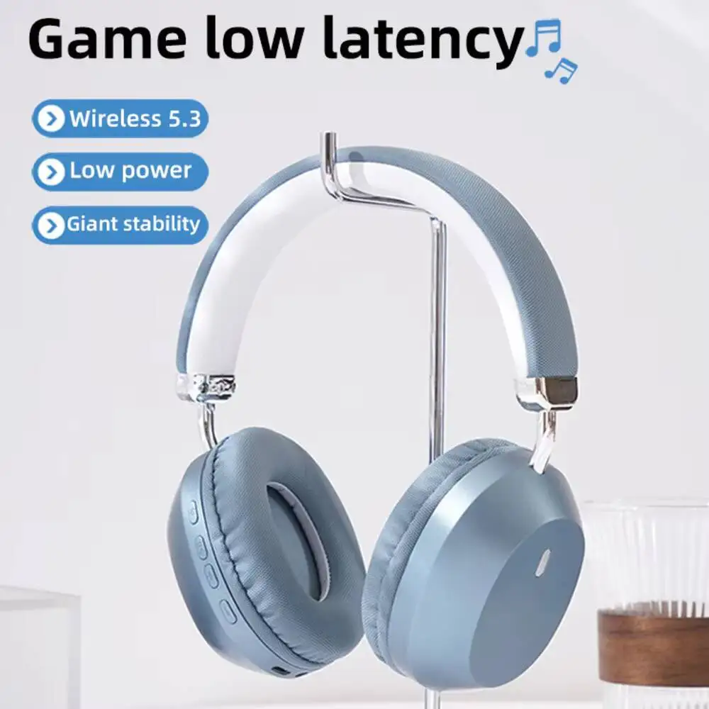 Noise Cancelling Head Mounted Headphones With Microphone Rotatable Telescopic Over-Ear Wireless Bluetooth Headset Low Latency