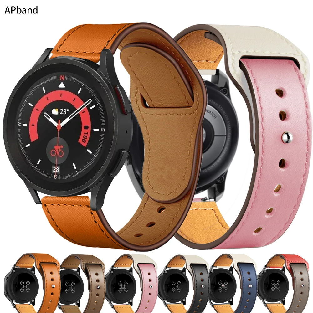 

20mm 22mm Leather Band For Samsung Galaxy watch 5/pro/4/Classic 44mm 40mm Active 2 strap bracelet Huawei GT/2/Pro Galaxy 3 45mm