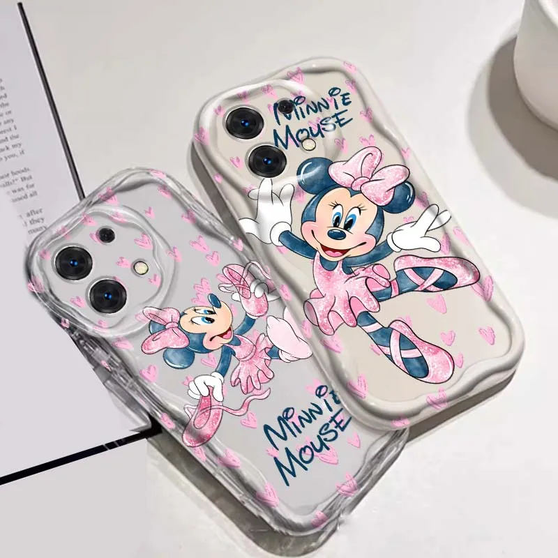 

Pink Minnie Cute Phone Case For Xiaomi Redmi Note 14 13 12 12S 11 10 9 9S 8 Pro Plus 4G 5G Wave Oil Cover Soft