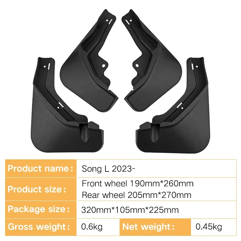 For BYD Song L 2023 black car mudguard Reduce dust Resist tire dirt car accessories tools