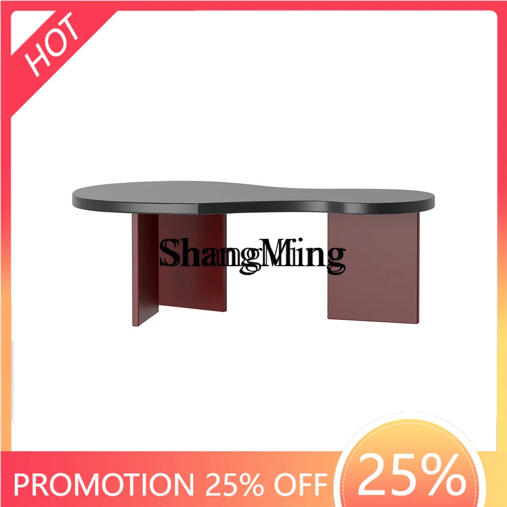

FG Light Luxury Living Room Sofa Side Table Solid Wood Coffee Irregular Coffee Table Matte Hotel Simple
