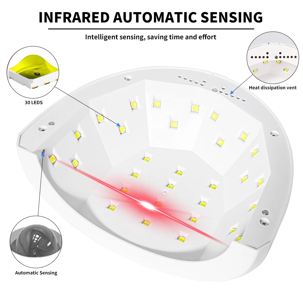 30 LEDs UV LED Nail Lamp for Acrylic Nail Gel Drying With Powerful Professional Nail Art Salon Lamp Manicure Machine