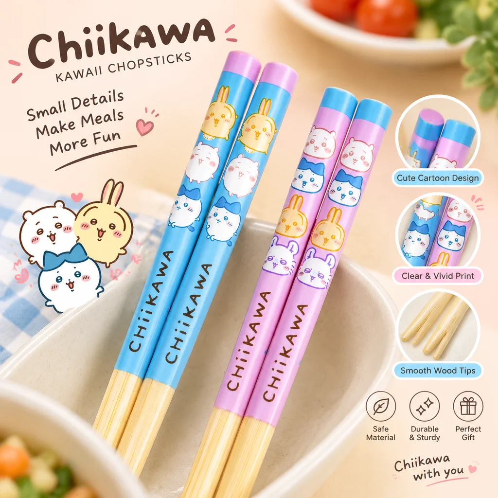 Gujieshi Chiikawa Bamboo Chopsticks Non Slip Home Cute High Appearance Kids Children Special Chopsticks Tableware Dinnerware