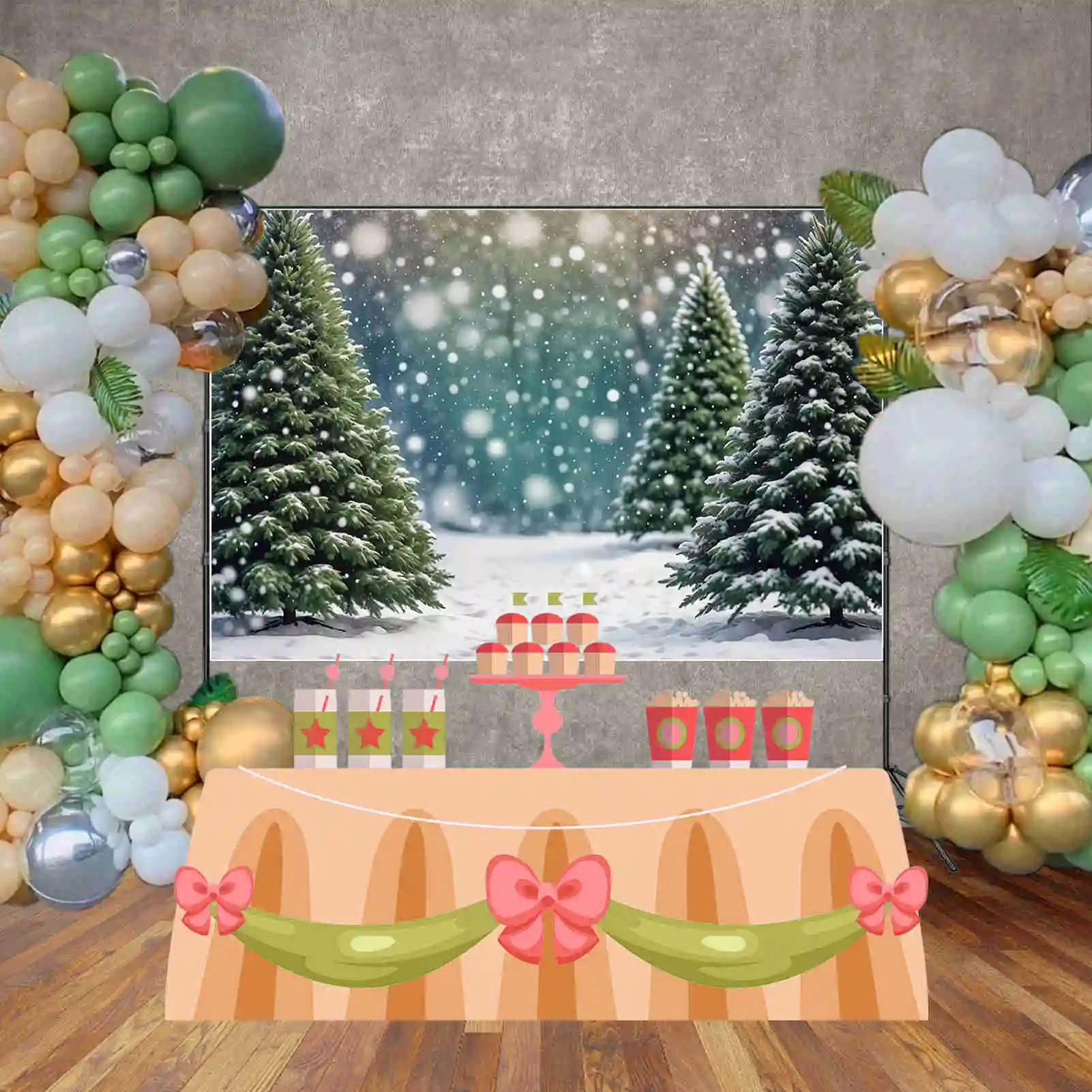 MOON.QG Christmas Forest Tree sfondi Outdoor Field Bokeh Winter Snow Backdrops decorazioni per feste personalizzate servizio fotografico puntelli